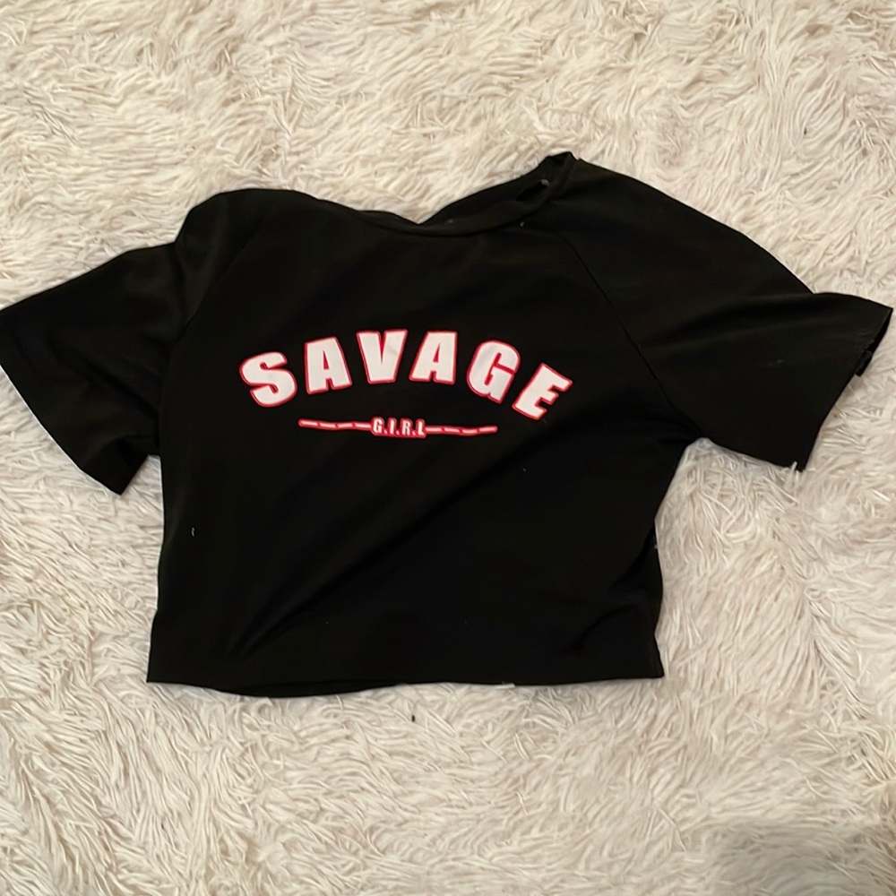 “Savage” crop top tee